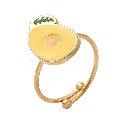 Adjustable 304 Stainless Steel Enamel Cuff Rings for Women RJEW-B152-01G-03-1