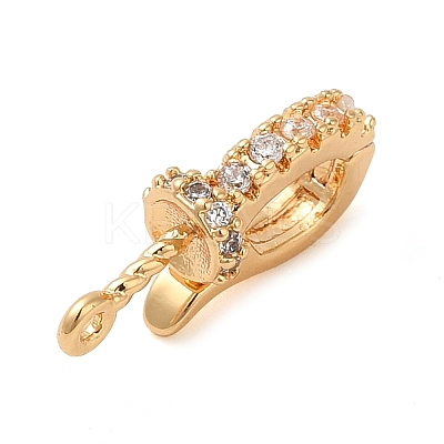 Brass Micro Pave Clear Cubic Zirconia Fold Over Clasps KK-M270-10G-1