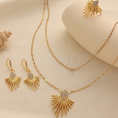 Alloy Crystal Rhinestone Double Layer Necklace & Earrings & Rings Sets FS-WG16ACC-01-1