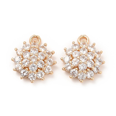 Brass Micro Pave Clear Cubic Zirconia Pendants KK-E071-11KCG-1