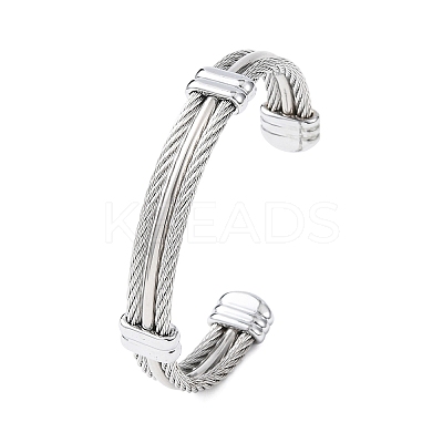 Tarnish Resistant Trendy Men's Torque Bangles BJEW-L111-02-1