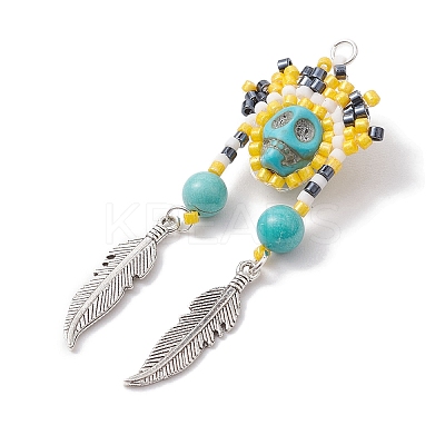 Seed Glass & Synthetic Turquoise Pendant PALLOY-MZ00243-01-1
