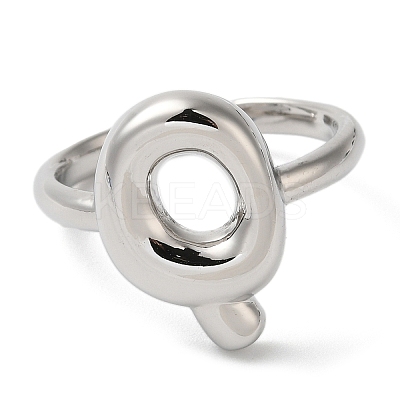 Initials Brass Open Cuff Ring for Women RJEW-N046-02Q-P-1