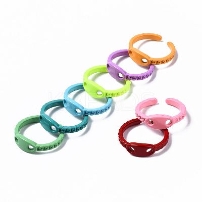 Spray Painted Brass Cuff Rings RJEW-S044-150-1