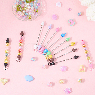 32Pcs 8 Colors Plastic Beadable Keychain Bar for Jewelry Making DIY Crafts AJEW-CP0006-90-1