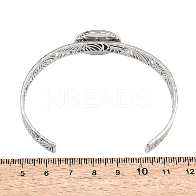 304 Stainless Steel Blank Cuff Bangle Bases with Flat Round Tray SA-CBA82C8-04C-P-1