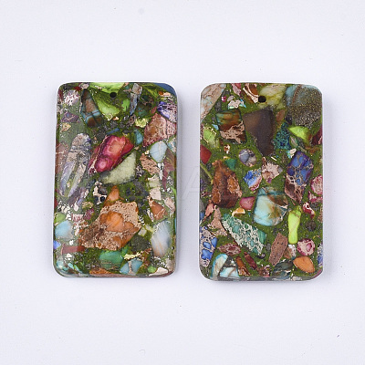 Synthetic Gold Line Regalite/Imperial Jasper/Sea Sediment Jasper Pendants G-S329-047B-1