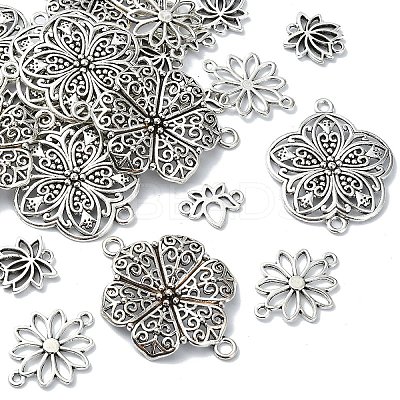 25Pcs 5 Styles Tibetan Style Alloy Connector Charms TIBE-YW0001-60-1