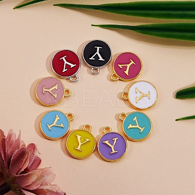 120Pcs 12 Colors Golden Plated Alloy Charms ENAM-SZ0001-64Y-1