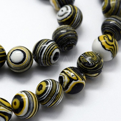 Synthetic Malachite Beads Strands G-I199-32-8mm-B-1