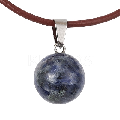 Natural & Synthetic Mixed Gemstone Round Pendant Necklaces NJEW-JN04478-1