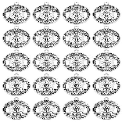20Pcs Tibetan Style Hollow Alloy Pendants FIND-LP0001-93AS-1