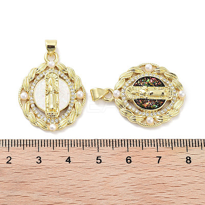 Brass Micro Pave Clear Cubic Zirconia Pendants KK-L213-004G-1