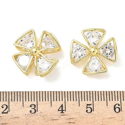 Brass Micro Pave Clear Cubic Zirconia Pendants KK-P342-12G-1