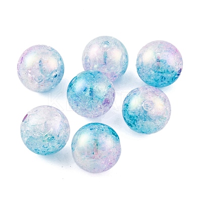 UV Plating Rainbow Iridescent Two Tone Acrylic Beads PACR-C009-04D-1