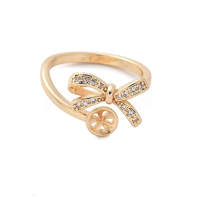 Bowknot Brass Micro Pave Cubic Zirconia Cuff Ring Setting LS-KK-A244-01C-G-1