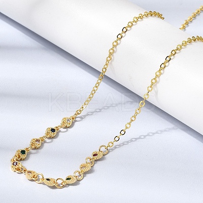 Brass Micro Pave Cubic Zirconia Heart Pendant Necklaces NJEW-B157-13G-1