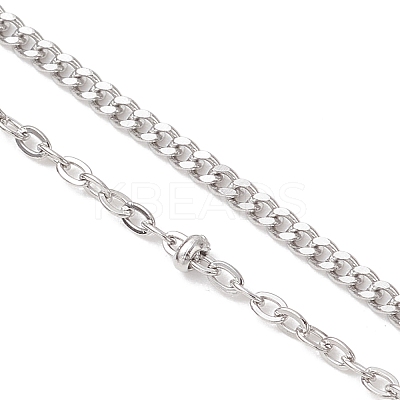304 Stainless Steel Satellite Chain Curb Chain Slider Necklace Making AJEW-JB01530-1