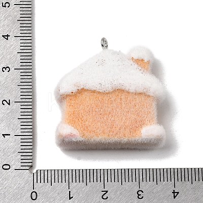 Christmas Flocky Opaque Resin Pendants LS-RESI-F062-04A-1