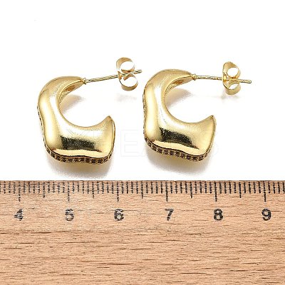 Brass Micro Pave Clear Cubic Zirconia Stud Earrings for Women EJEW-U056-01B-G-1
