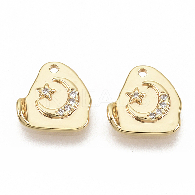 Brass Micro Pave Clear Cubic Zirconia Charms KK-T051-06G-NF-1