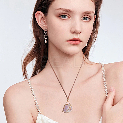 6Pcs 3 Styles Crystal Holder Cage Necklace MAK-SC0001-41G-1