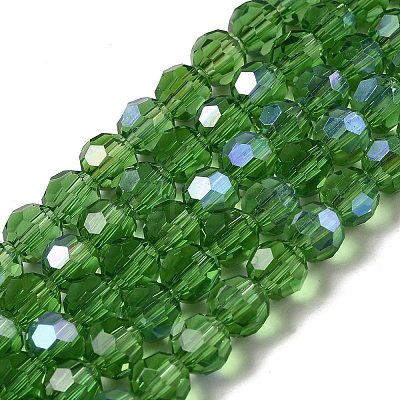 Electroplate Transparent Glass Beads Strands EGLA-A035-T6mm-L11-1