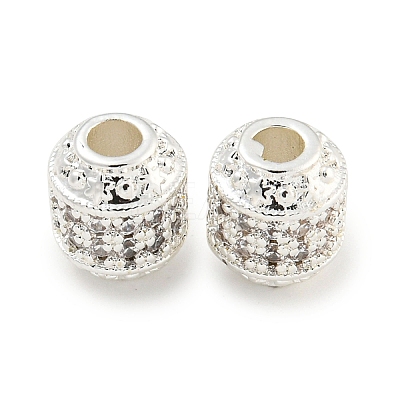 Rack Plating Brass Micro Pave Clear Cubic Zirconia Beads KK-L215-309S-1