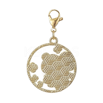 Round Ring with Panda Alloy Enamel Pendant Decorations HJEW-JM01042-1