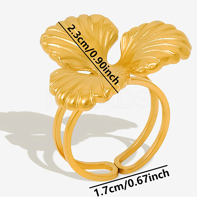 Stylish 304 Stainless Steel Clover Cuff Ring for Women UH3775-2-1