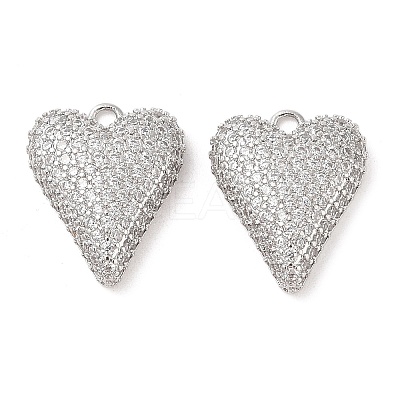 Brass Micro Pave Clear Cubic Zirconia Pendants KK-S388-01P-04-1