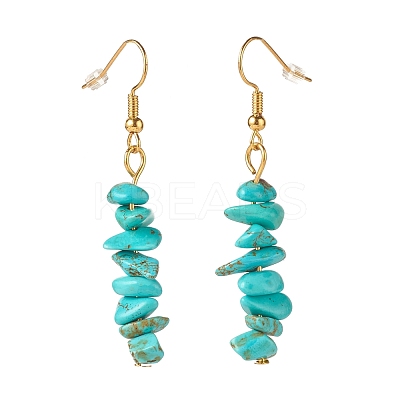 Synthetic Turquoise Chip Beaded Dangle Earrings EJEW-JE04788-07-1