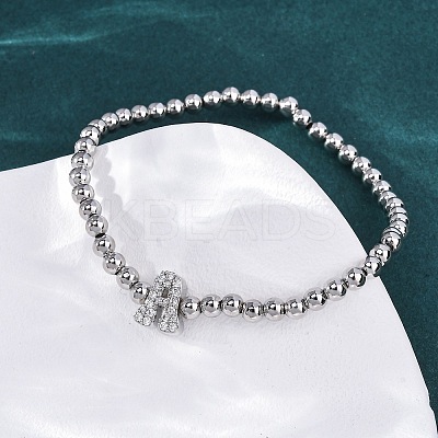 Brass Round Beads Stretch Bracelets BJEW-A034-05P-1