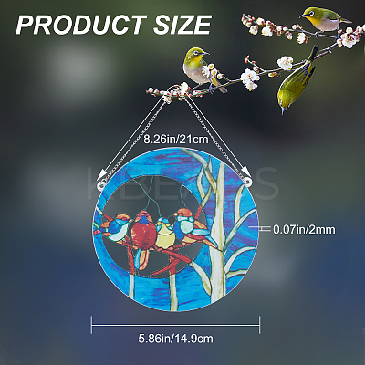 Four Birds Acrylic Suncatchers AJEW-WH0258-459-1