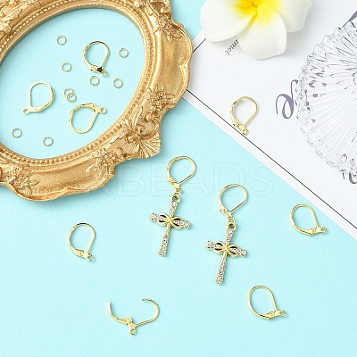 Brass Leverback Earring Findings KK-YW0002-46-1