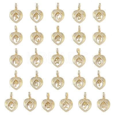 Brass Micro Pave Clear Cubic Zirconia Pendants KK-L253-16G-1