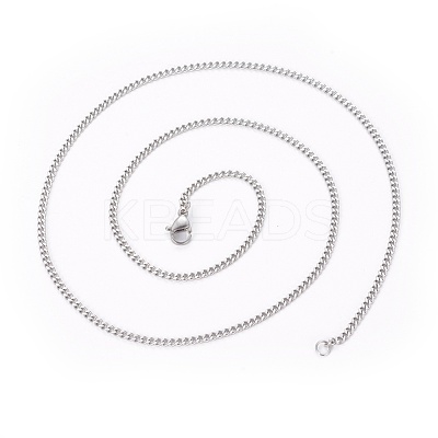 Non-Tarnish 304 Stainless Steel Curb Chain Necklaces MAK-I012-W01-1