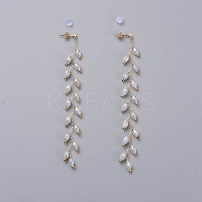 Electroplate Glass Beads Dangle Stud Earrings EJEW-JE03820-1