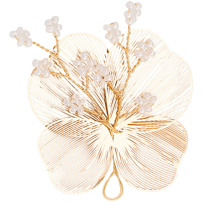Alloy with Plastic Pearl Ornament Accessories FIND-WH20030-11A-G-1