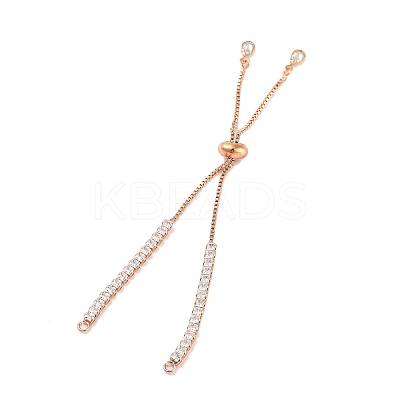 Brass Pave Clear Cubic Zirconia Square Slider Bracelet Making BJEW-U005-02G-1