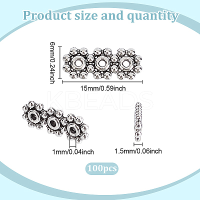 100Pcs Tibetan Style Alloy Spacer Bars TIBE-GO0001-08-1