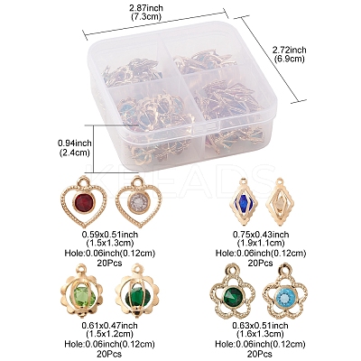 80Pcs 4 Style Rack Plating Eco-Friendly Iron Pendants IFIN-FS0001-24-1