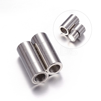 Tarnish Resistant 304 Stainless Steel Magnetic Clasps with Glue-in Ends STAS-K006-10C-1