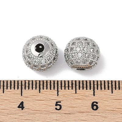 Brass Pave Clear Cubic Zirconia Beads KK-Q030-12P-1