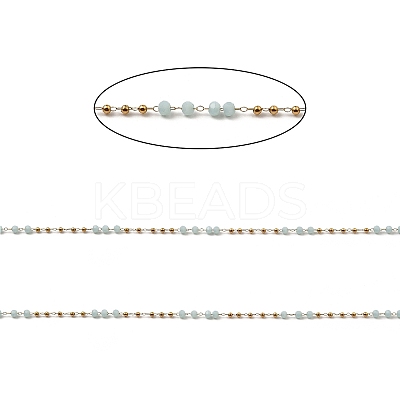 Rondelle Glass Beaded Link Chains CHS-G028-07G-04-1