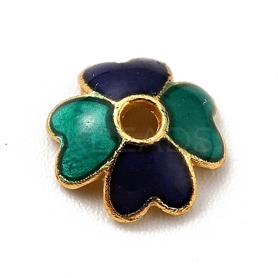 4-Petal Alloy Enamel Bead Caps FIND-G029-06G-03-1