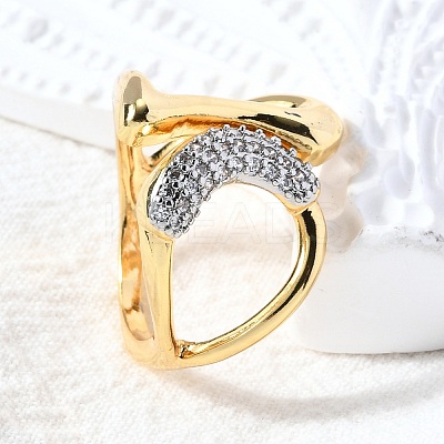 Brass Micro Pave Cubic Zirconia Cuff Rings RJEW-D313-07PG-1