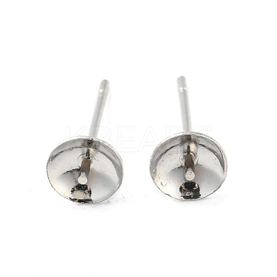 Iron Ear Studs Settings for Half Drilled Beads LS-IFIN-E707-N-1
