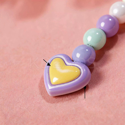 Rainbow Color Resin Beaded Stretch Bracelets & Necklaces for Kids WGBA309-01-1