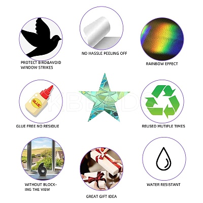6PCS PVC Stickers Dazzling Color Window Stickers 3D Laser Circle Shapes Electrostatic Glass Window Stickers JX835A-1